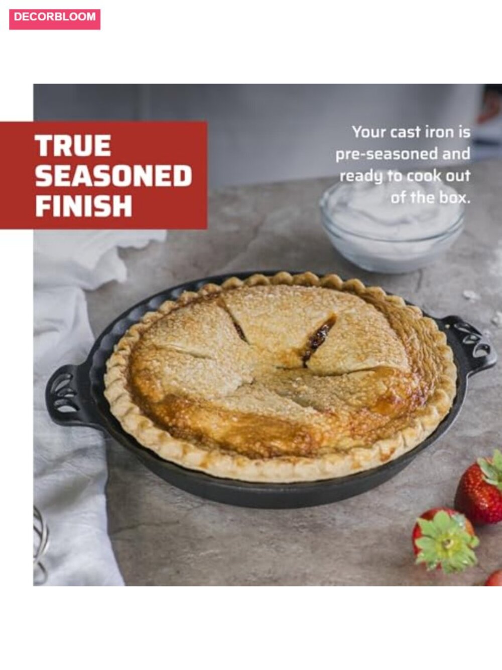 Camp Chef Cast Iron Pie Pan 10 inch Pre-Seasoned for Perfect Baking - Picture 3 of 5